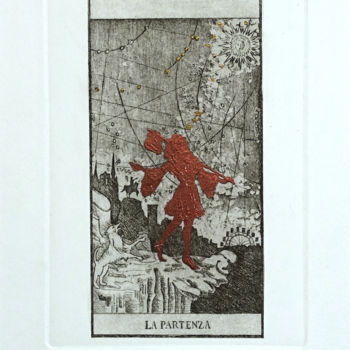 「La Partenza」というタイトルの製版 Pia Nicotraによって, オリジナルのアートワーク, エッチング