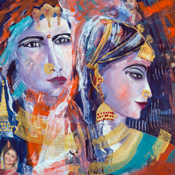 Pittura intitolato "Femmes graffiti 24" da Véronique Piaser-Moyen, Opera d'arte originale, Acrilico