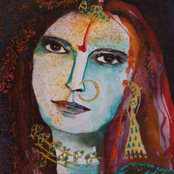 Pittura intitolato "Déclinaison indienn…" da Véronique Piaser-Moyen, Opera d'arte originale, Acquarello
