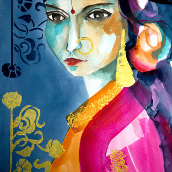 「Assam」というタイトルの絵画 Véronique Piaser-Moyenによって, オリジナルのアートワーク, 水彩画
