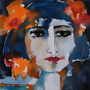 Ζωγραφική με τίτλο "Carmen 13" από Véronique Piaser-Moyen, Αυθεντικά έργα τέχνης, Ακουαρέλα