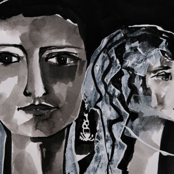 Peinture intitulée "Deux soeurs" par Véronique Piaser-Moyen, Œuvre d'art originale, Encre