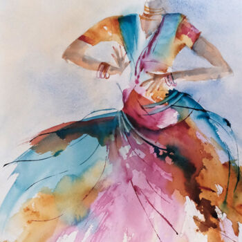 Malarstwo zatytułowany „Danseuse” autorstwa Véronique Piaser-Moyen, Oryginalna praca, Akwarela