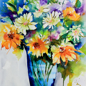 绘画 标题为“Le temps des fleurs” 由Véronique Piaser-Moyen, 原创艺术品, 水彩