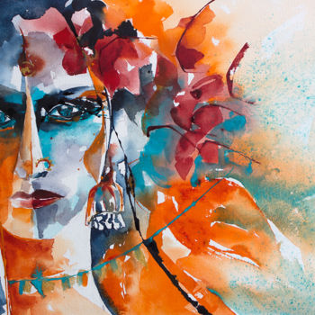 Peinture intitulée "Hijra-03 - l'homme…" par Véronique Piaser-Moyen, Œuvre d'art originale, Aquarelle
