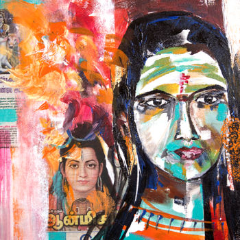 Schilderij getiteld "Je suis Hindu" door Véronique Piaser-Moyen, Origineel Kunstwerk, Acryl