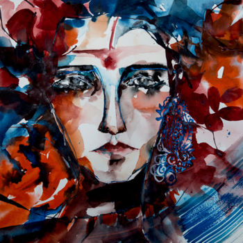 Malerei mit dem Titel "Sadhana-02" von Véronique Piaser-Moyen, Original-Kunstwerk, Aquarell