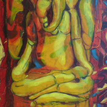 Peinture intitulée ""Ganesh"" par Barbara Piatti, Œuvre d'art originale, Huile Monté sur Châssis en bois