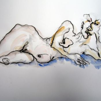 Dessin intitulée "Nu allongé féminin…" par Piazzon Fabrice, Œuvre d'art originale, Autre