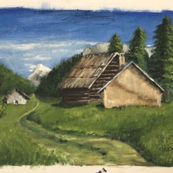 Pintura titulada "Vallée de la Clarée" por Pibou, Obra de arte original, Oleo Montado en Bastidor de camilla de madera