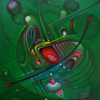 Pintura titulada "jugando con el verde" por Alvaro Mejias, Obra de arte original