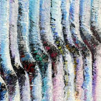 Painting titled "Blue waved" by Picchio-Specht Dieter, Original Artwork, Oil