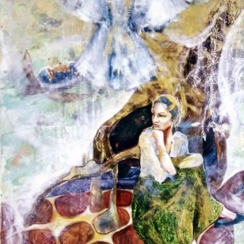 Картина под названием "Гамаюн #artistsuppo…" - Olga Pichkurova, Подлинное произведение искусства, Масло
