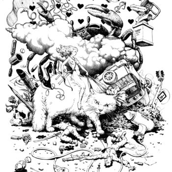 Gravures & estampes intitulée "the beast in every…" par Pichugin, Œuvre d'art originale, Sérigraphie