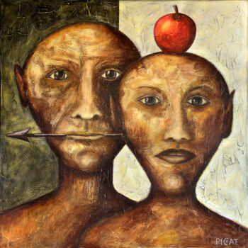 Painting titled "Adam Tell et Eve sé…" by Picrate, Original Artwork