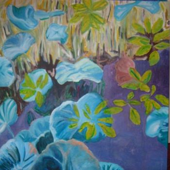 Peinture intitulée "Plantes aquatiques" par Frederique Besnier, Œuvre d'art originale, Autre