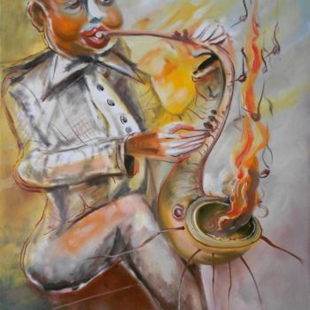 Painting titled "Bluesman" by Patryk Piecuch, Original Artwork, Oil