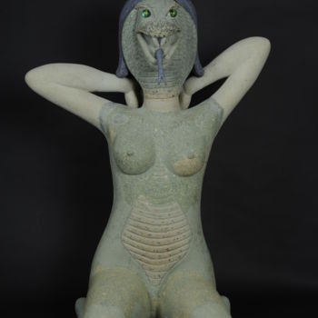 Sculpture intitulée "LA LAMIE ou LA LAMIA" par Piem Dit Socco, Œuvre d'art originale, Papier mâché