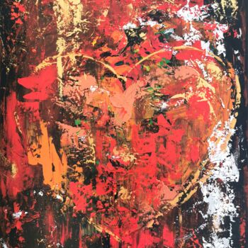 Pittura intitolato "Cuore rosso" da Pier Bertig, Opera d'arte originale, Acrilico Montato su Telaio per barella in legno