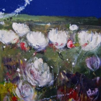 Pittura intitolato "fiori bianchi" da Piergiorgio Panelli, Opera d'arte originale