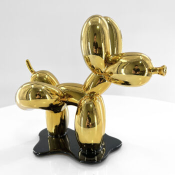 Sculptuur getiteld "Ballon Dog Pee Edit…" door Pieri Gallery (Pieri), Origineel Kunstwerk, Hars Gemonteerd op Andere stijve…