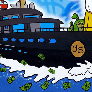 Painting titled "Monopoly Yatch Edit…" by Pieri Gallery (Pieri), Original Artwork, Acrylic Mounted on Wood Stretcher frame