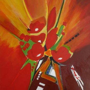 Painting titled "COMPOSITION ROUGE e…" by Pierle, Original Artwork