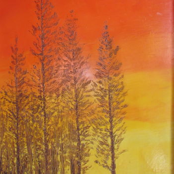 Painting titled "Autunno e tramonto" by Pieropaintingart, Original Artwork, Oil