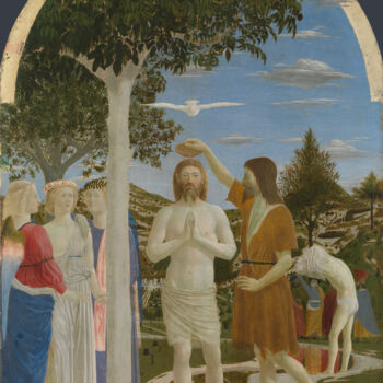 Pintura intitulada "Le baptême du Christ" por Piero Della Francesca, Obras de arte originais, Têmpera