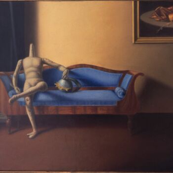 Malerei mit dem Titel "Sala d'attesa" von Piero Salustri, Original-Kunstwerk, Öl