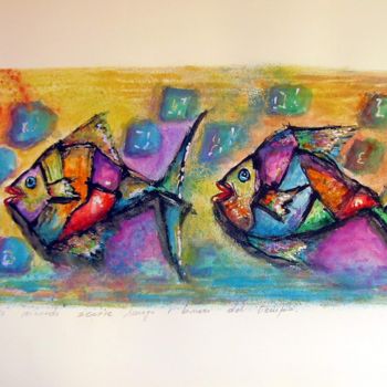 Painting titled "picasso-fishes.jpg" by Barbera, Original Artwork, Acrylic