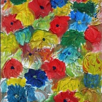 Peinture intitulée "fiori polimaterici" par Piero La Rosa, Œuvre d'art originale, Acrylique Monté sur Panneau de bois