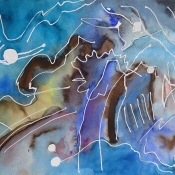 Ζωγραφική με τίτλο "Bleu de mère" από Pierre-Alain Mathieu, Αυθεντικά έργα τέχνης, Ακουαρέλα