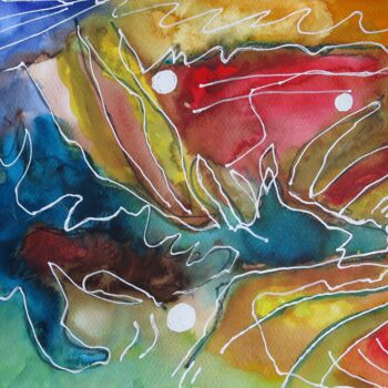 Peinture intitulée "Quand on sang mêle" par Pierre-Alain Mathieu, Œuvre d'art originale, Aquarelle