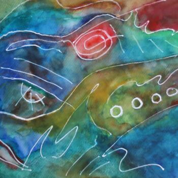 Peinture intitulée "Entrée dans la ronde" par Pierre-Alain Mathieu, Œuvre d'art originale, Aquarelle