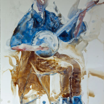 Peinture intitulée "musicien de rue" par Pierre Alix, Œuvre d'art originale, Aquarelle
