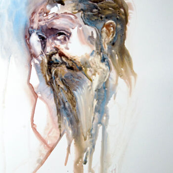 Peinture intitulée "homme de la rue17" par Pierre Alix, Œuvre d'art originale, Aquarelle