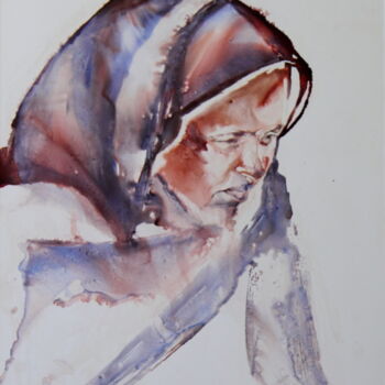 Painting titled "mysterieuse.jpg" by Pierre Alix, Original Artwork, Watercolor