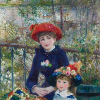 Painting titled "Sur la terrasse" by Pierre Auguste Renoir, Original Artwork, Oil