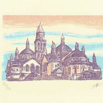 Estampas & grabados titulada "Cathédrale Saint-Fr…" por Pierre Bara, Obra de arte original