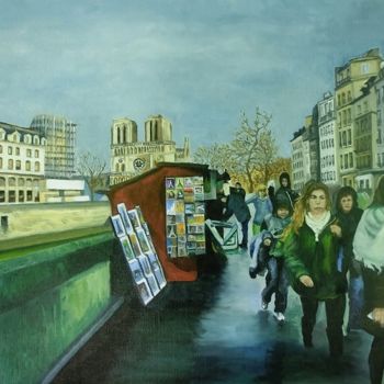 Pintura titulada "PARIS QUAIS St MICH…" por Pierre Barcelo, Obra de arte original, Oleo