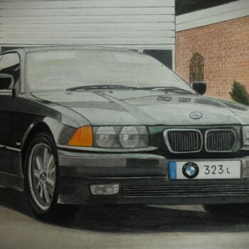 图画 标题为“BMW 323i coupé (199…” 由Pierre Bayet, 原创艺术品, 铅笔