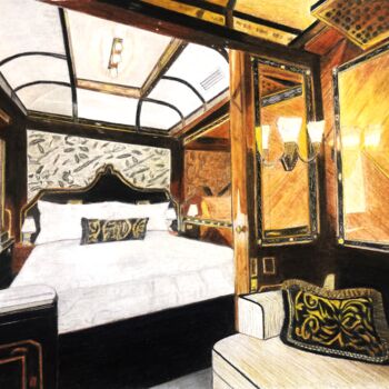 제목이 "Orient Express"인 그림 Pierre Bayet로, 원작, 연필