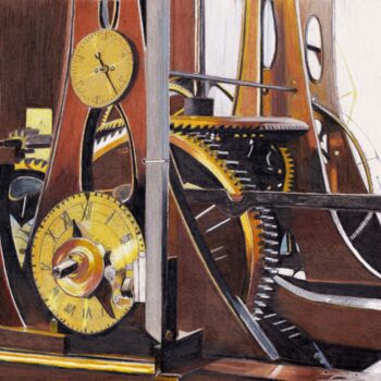 Dessin intitulée "Le temps en mouveme…" par Pierre Bayet, Œuvre d'art originale, Crayon