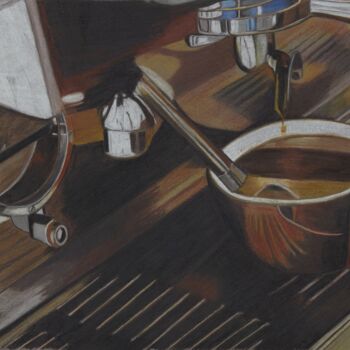 Dessin intitulée "Le café de la machi…" par Pierre Bayet, Œuvre d'art originale, Crayon