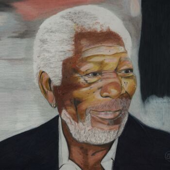 「Morgan Freeman en d…」というタイトルの描画 Pierre Bayetによって, オリジナルのアートワーク, 鉛筆