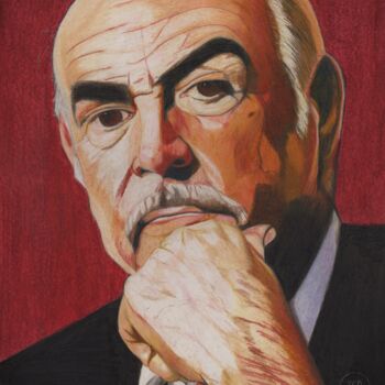 Dessin intitulée "Sean Connery en por…" par Pierre Bayet, Œuvre d'art originale, Crayon