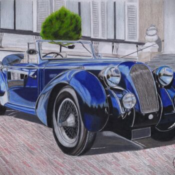 Drawing titled "Talbot-Lago T150-C" by Pierre Bayet, Original Artwork, Pencil