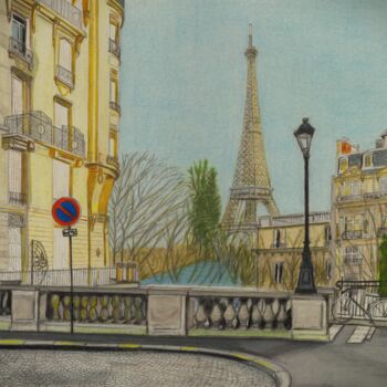 Desenho intitulada "Paris, si tu veux…" por Pierre Bayet, Obras de arte originais, Lápis