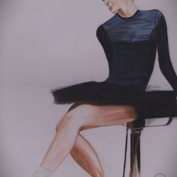 Drawing titled "Danseuse sur tabour…" by Pierre Bayet, Original Artwork, Pencil